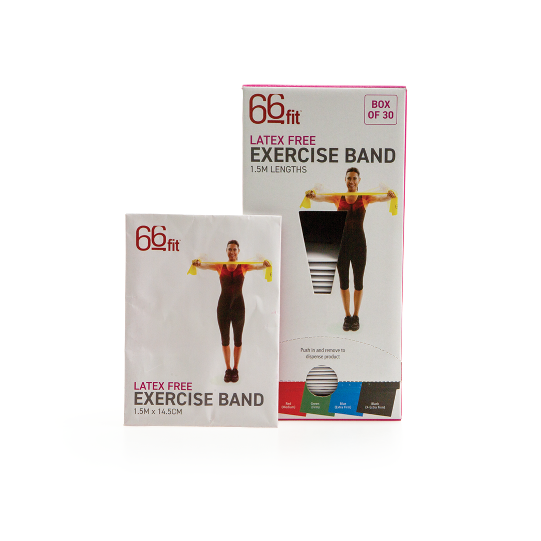 66BANDLF 66fit Band Latex Free 30 Box 1.5m Both Packaging