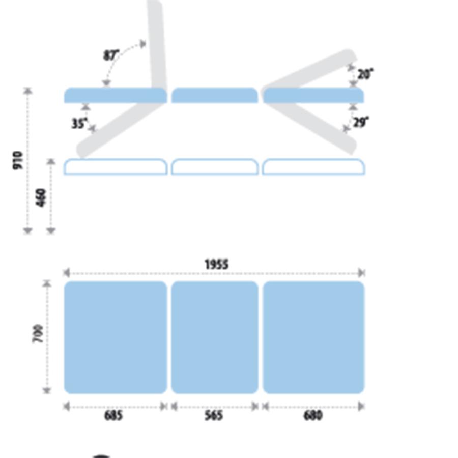 AllCare Altona Variable Height 3 Section Table