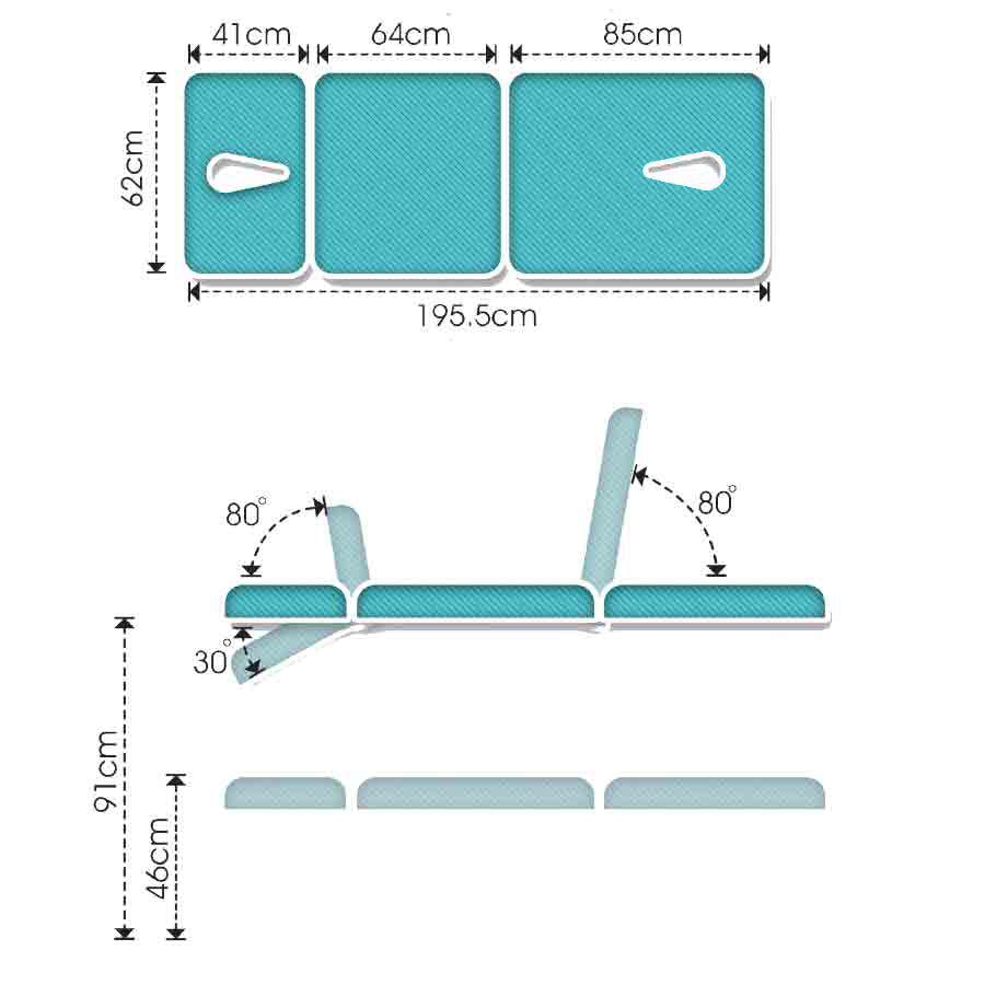 AllCare Manor With Surround Bar Variable Height 3 Section Table - Blue
