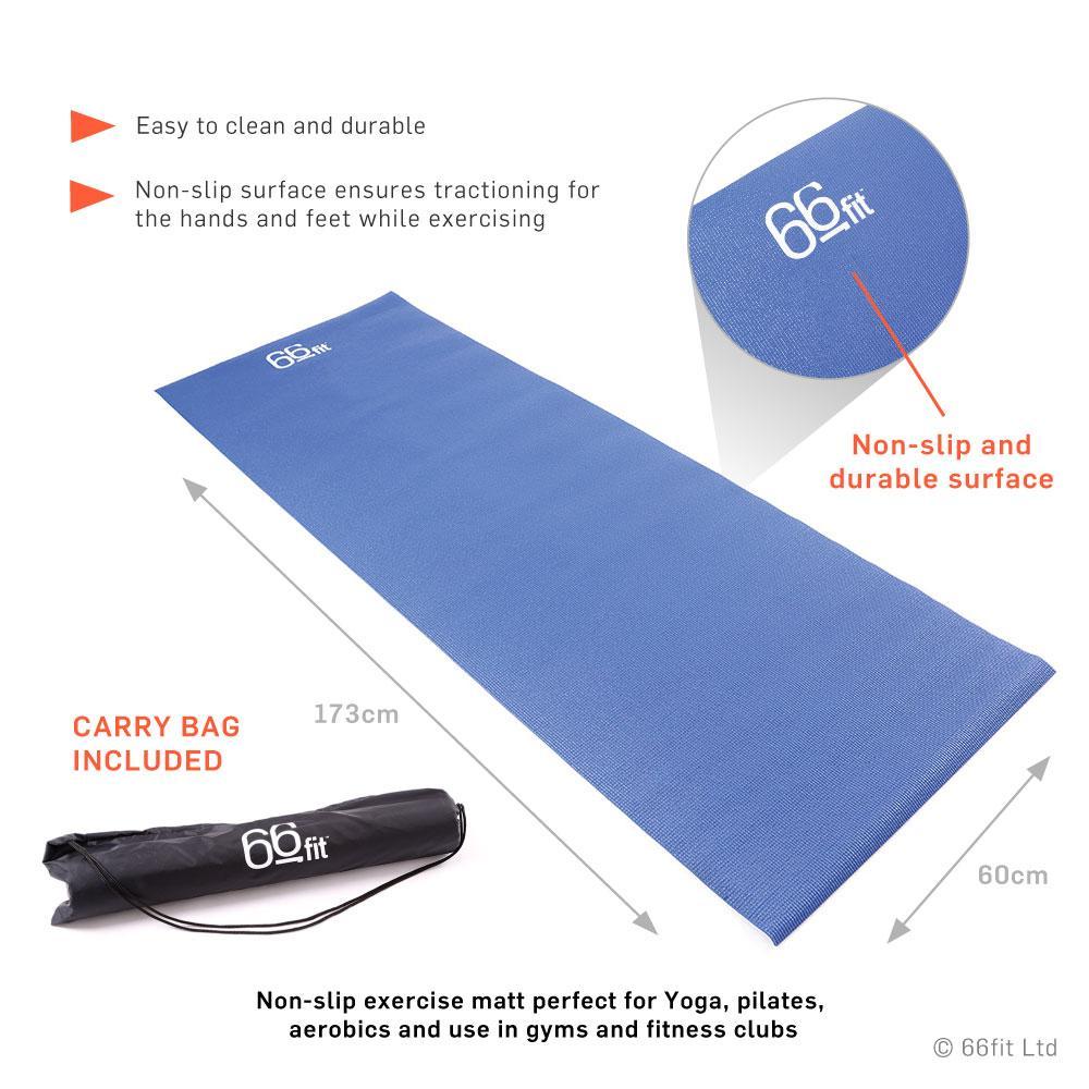 66fit Yoga Mat Blue - With Carry Bag