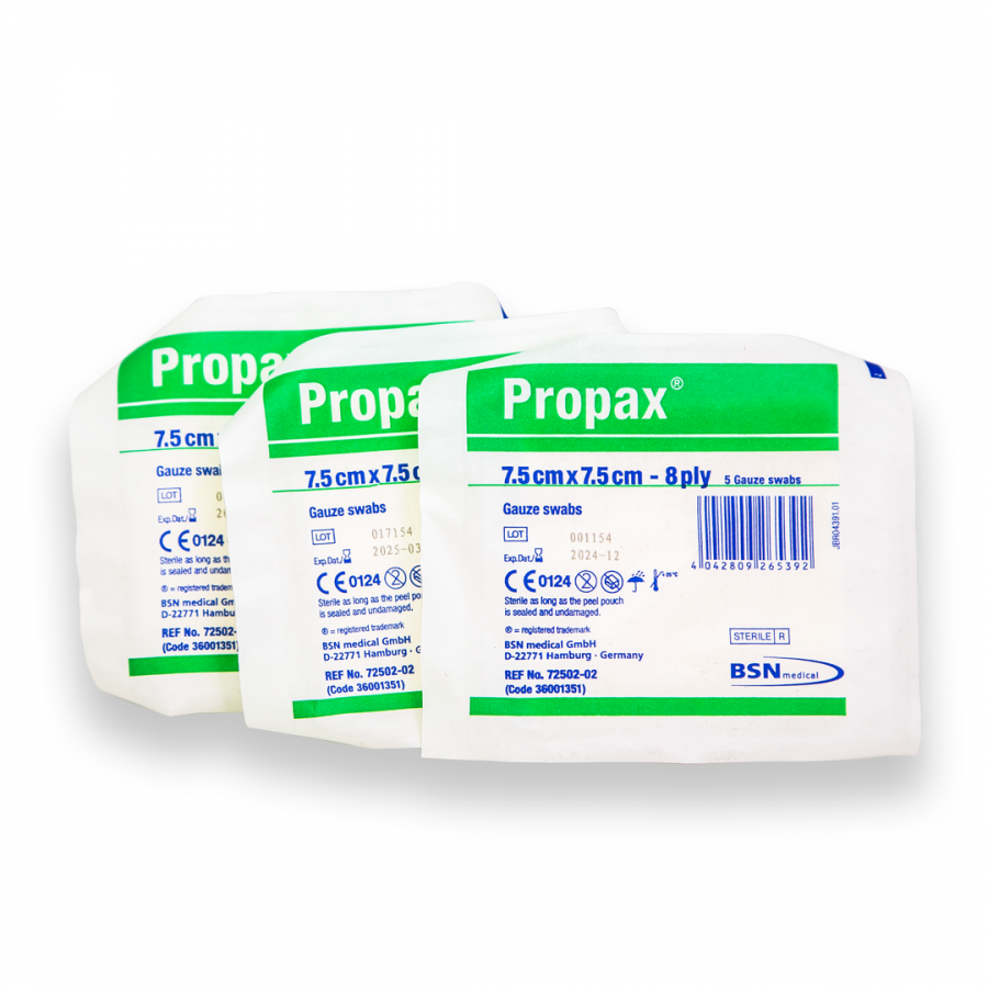 Propax Gauze Swab Sterile - 7.5CM X 7.5CM 5Pk