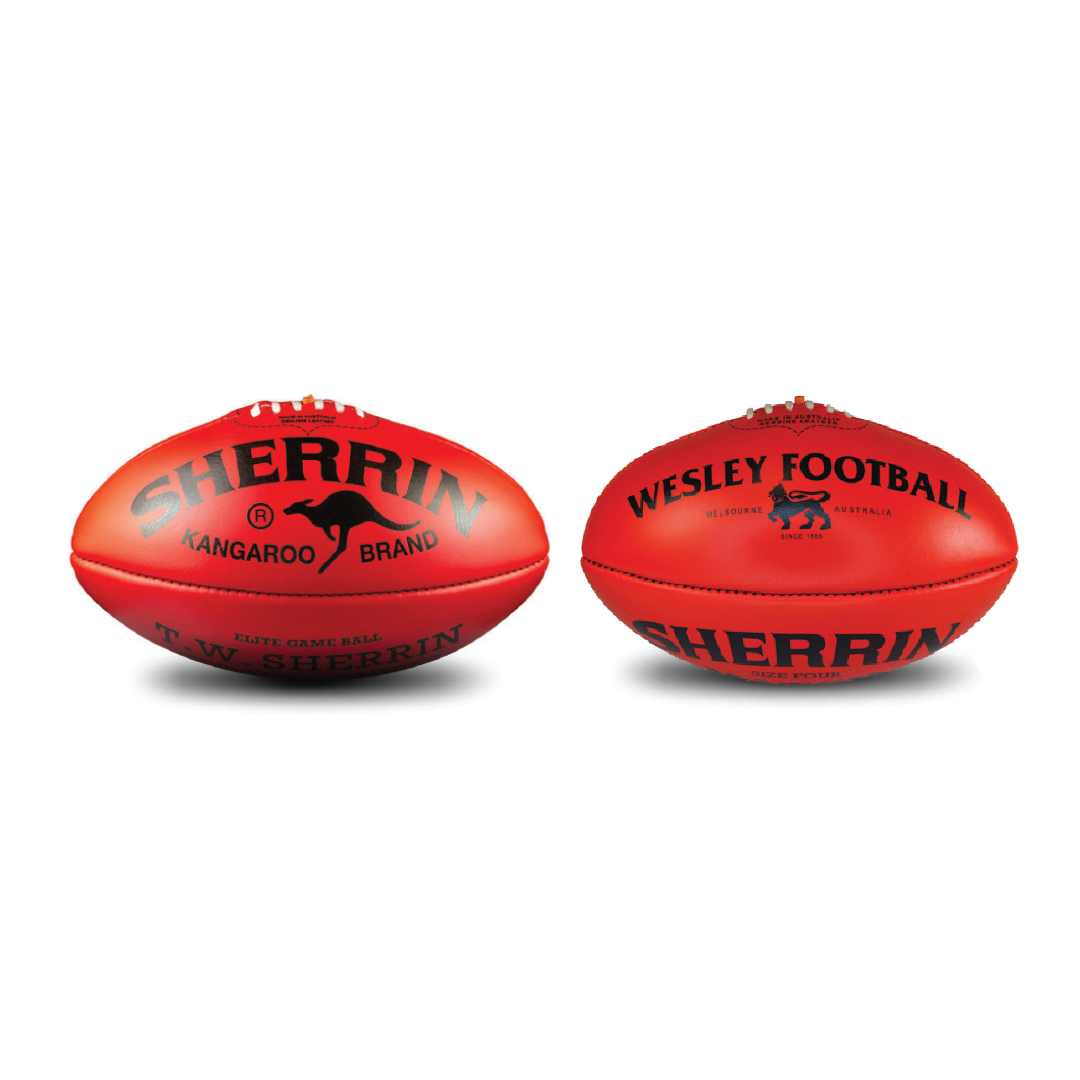 Custom Sherrin Leather Game Football - Red