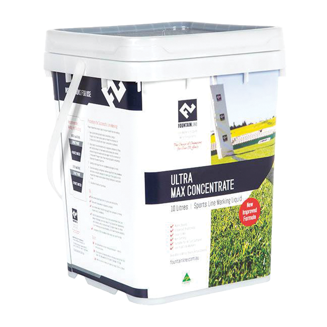 Clear container with a label for ultrawhite max concentrate on a white background