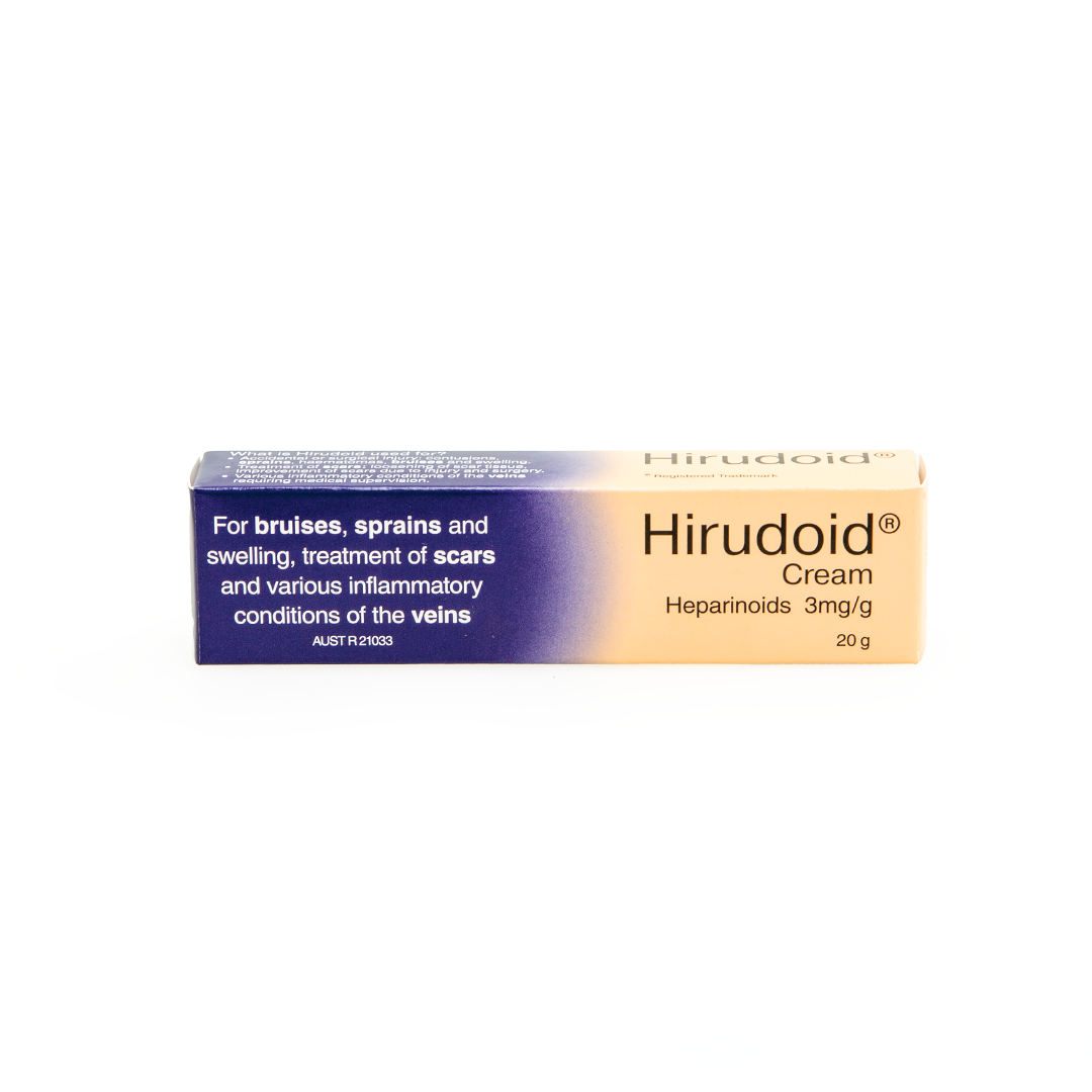 Hirudoid cream packaging on a white background