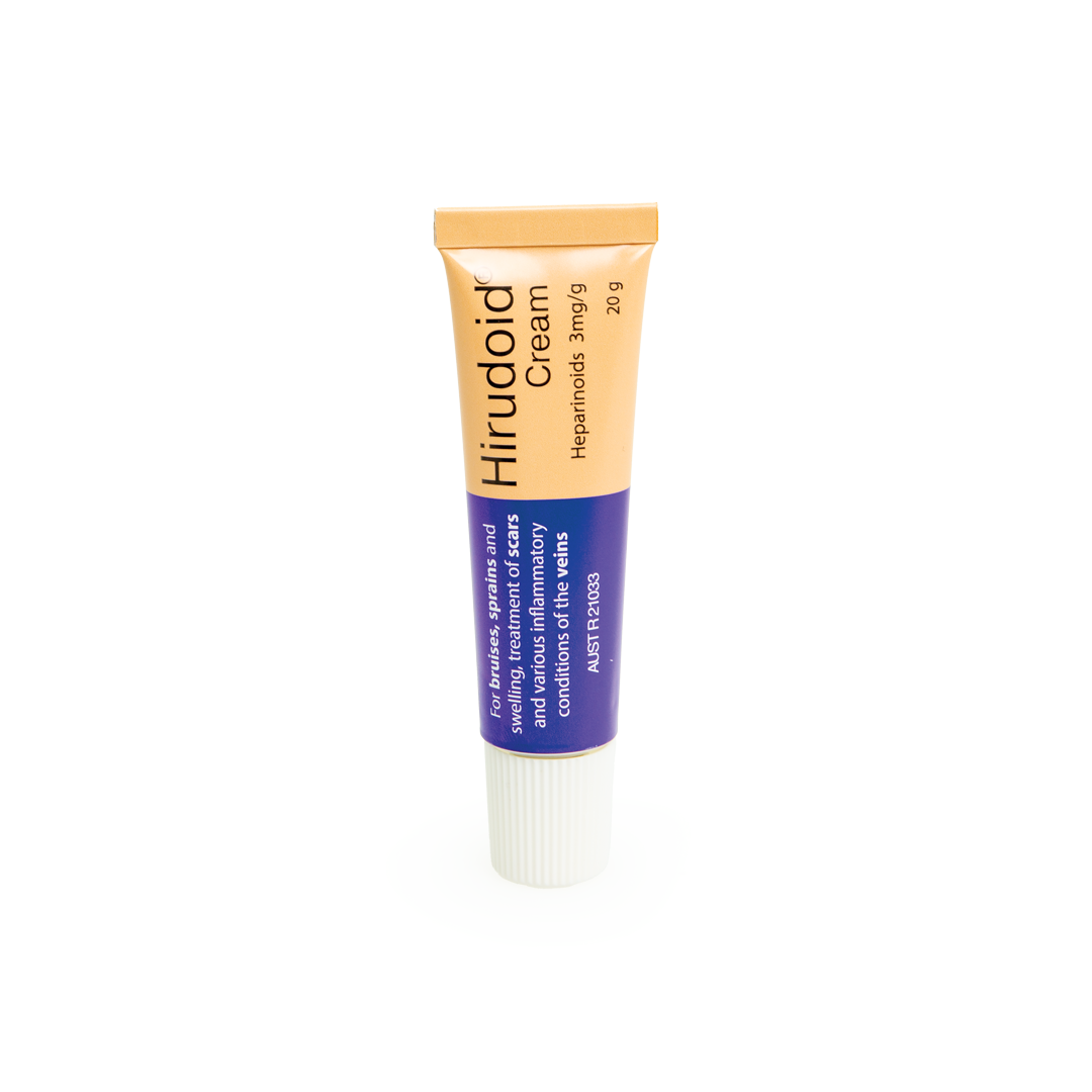 Tube of Hirudoid Cream on a white background