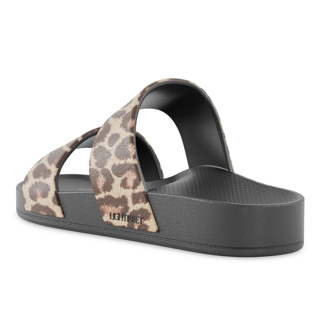 Lightfeet Double Strap Slides - Black Leopard