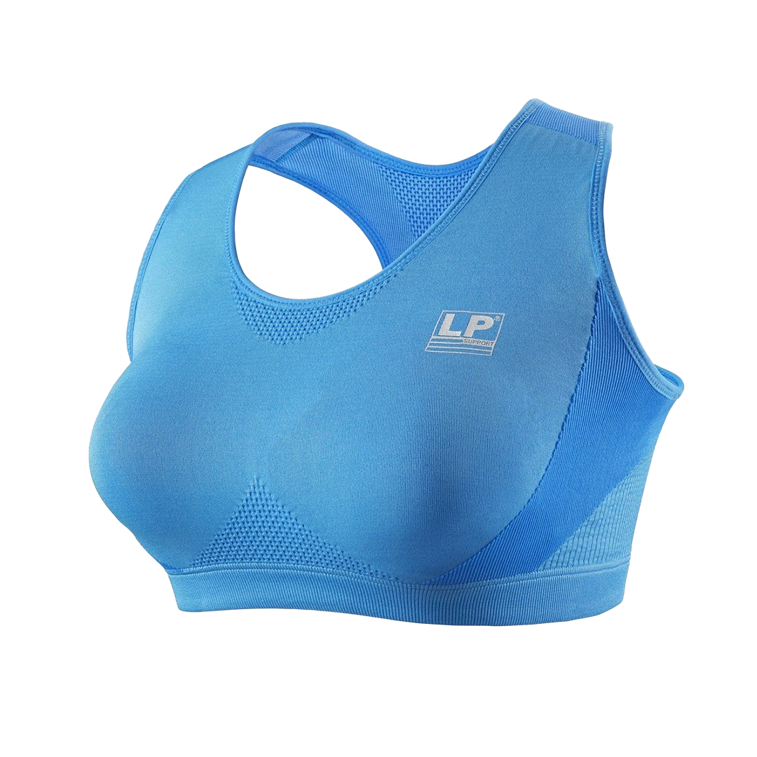 Black sports bra with red accents on a white background