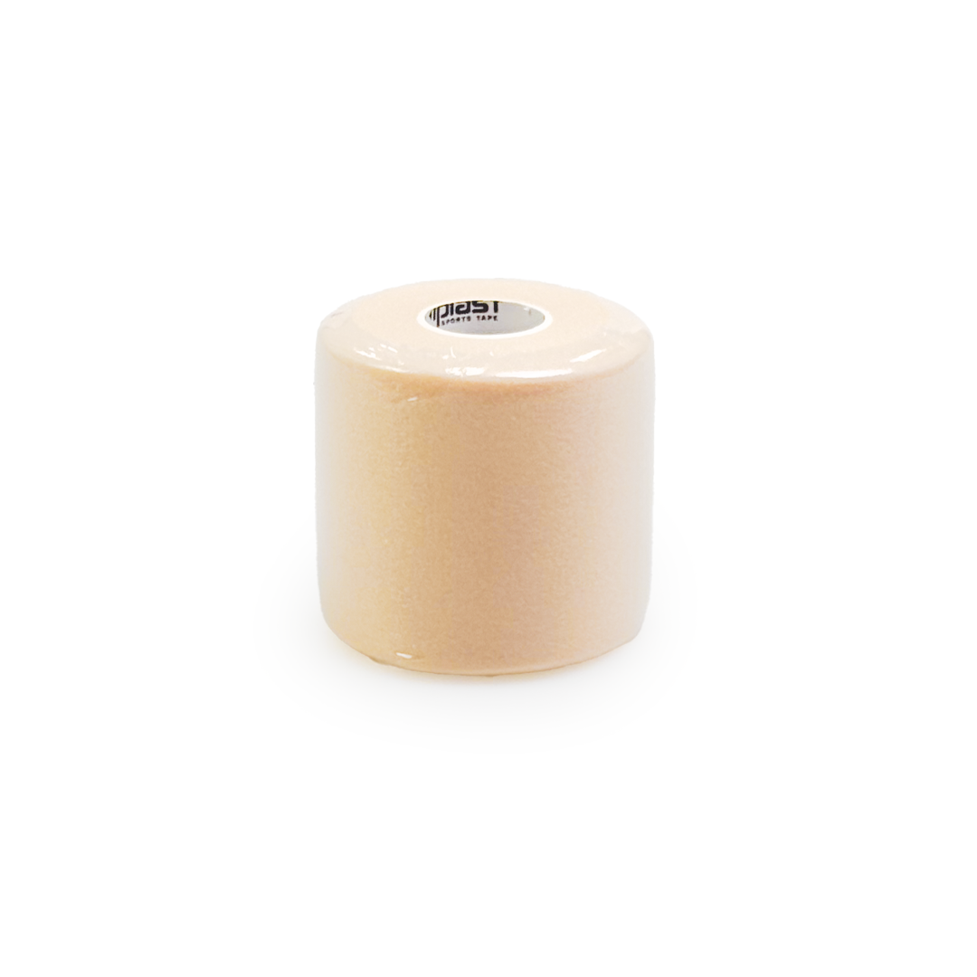 Roll of beige tape on a white background