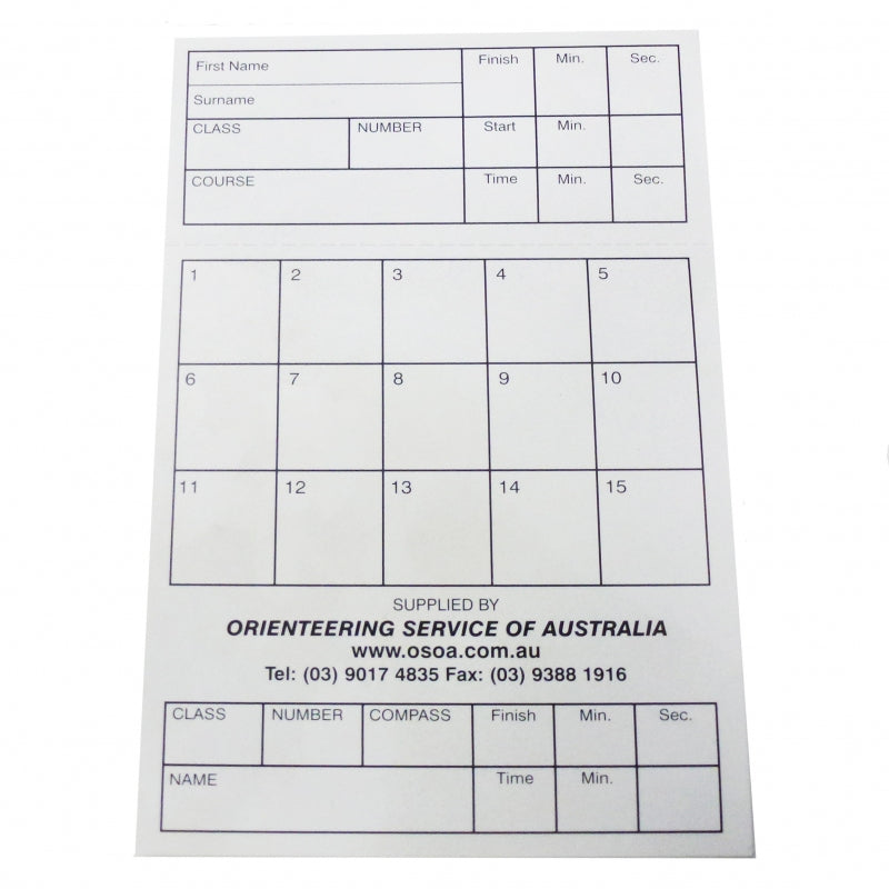 Orienteering Control Cards - Pack of 100