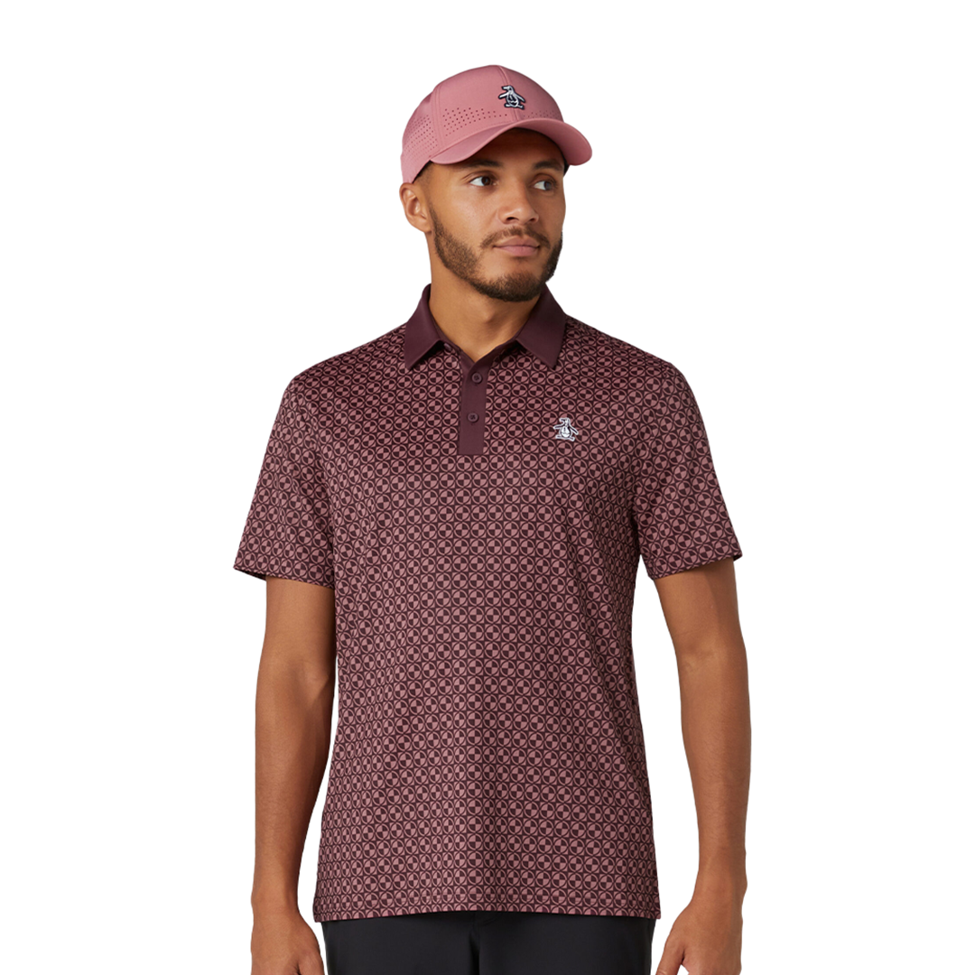 Original Penguin Pete's Check Print Block Polo - Mauvu Wine