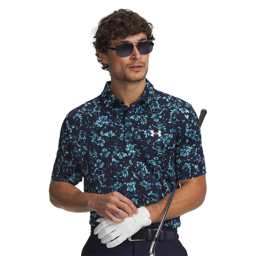 Under Armour Men's Polo Matchplay Printed Polo - Navy/White