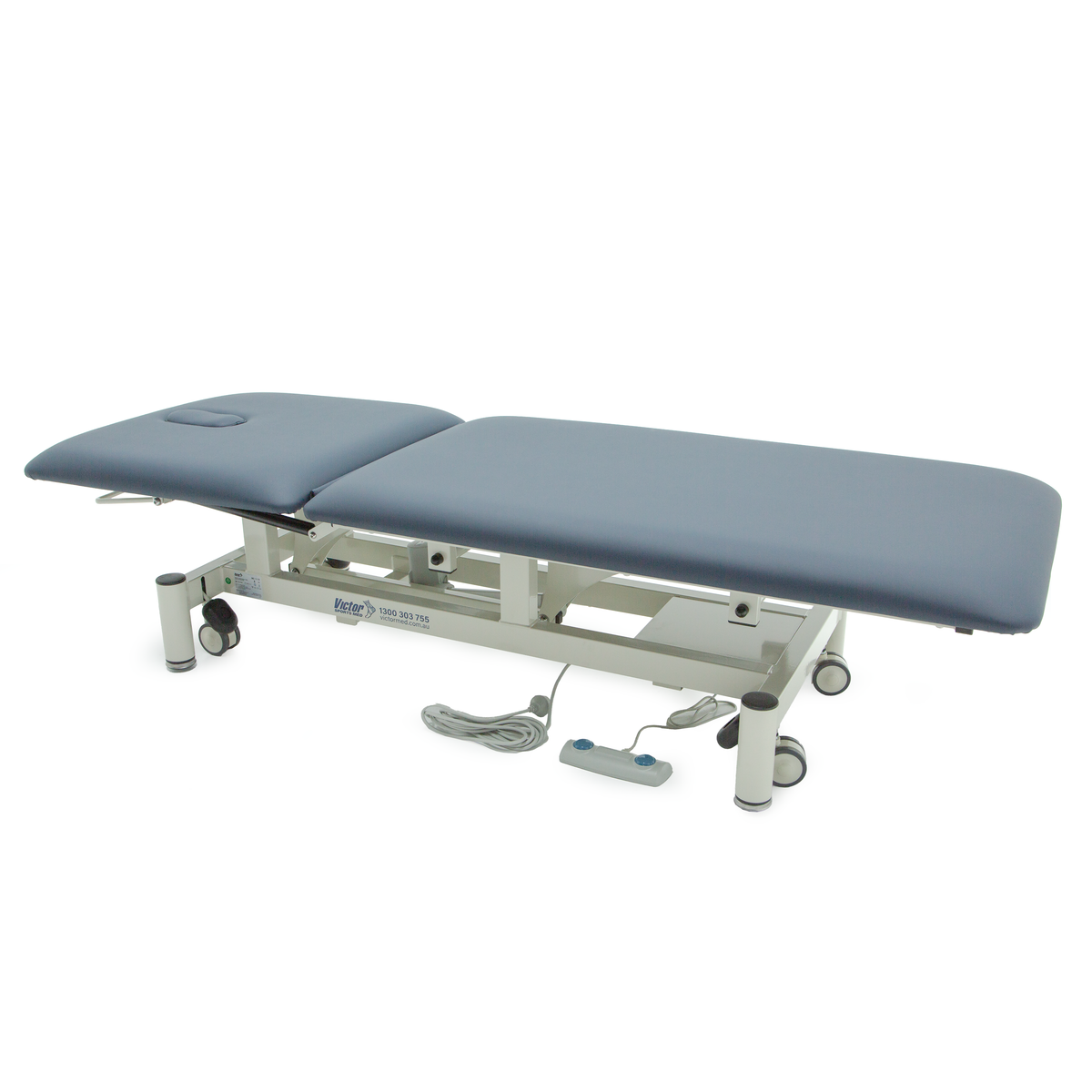 VICTB2SECNY Victor 2 Section Treatment Table Navy Side Angle