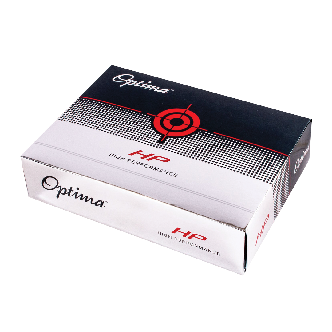 Optima High Performance golf ball box on a white background