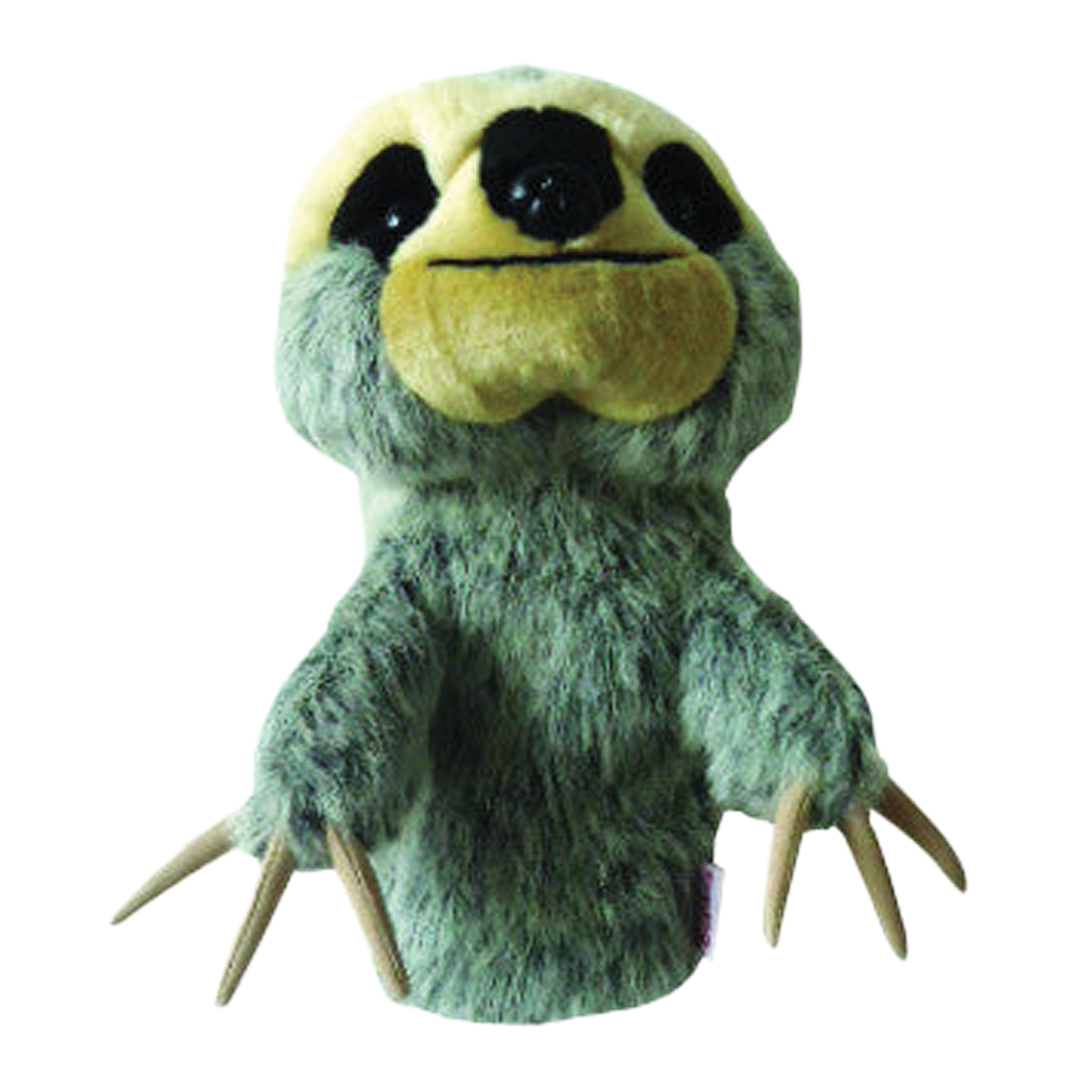Plush toy sloth on a white background